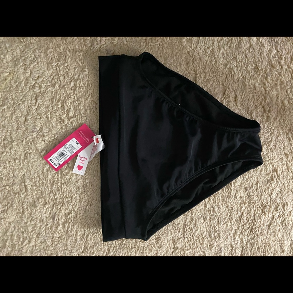 target high rise black bikini bottom